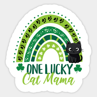 One Lucky Cat Mama Shamrock Rainbow Sticker